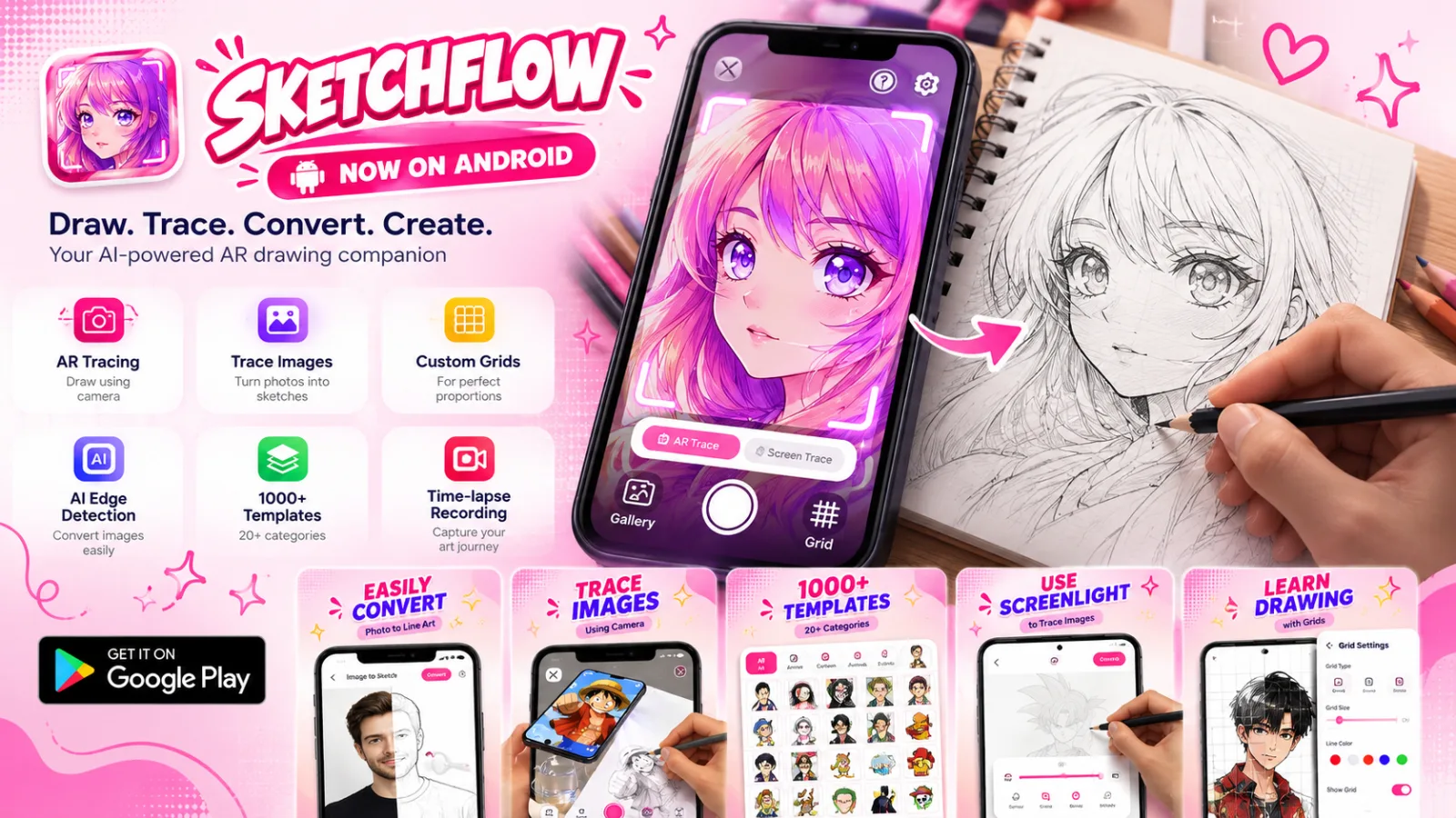 Sketchflow AR drawing app with tracing tools and digital sketching features.